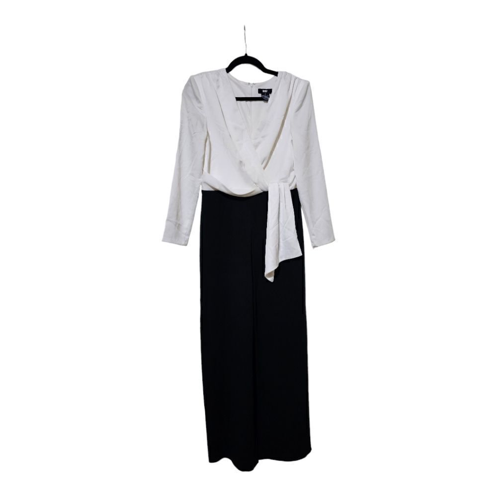 DKNY One Piece Color Block Wrap Wide Leg Jumpsuit - Size 6